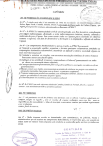 Estatuto da Associação de Preservação da Cultura Cigana